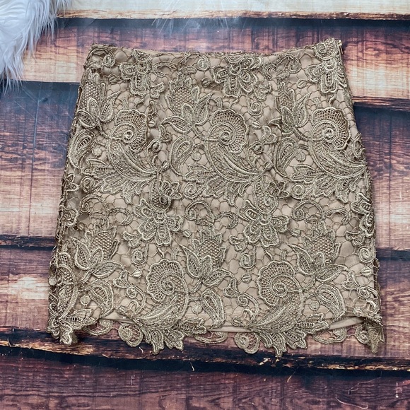 RELISTED Angl Gold Nude Lace 2 piece Set Prom Dress Skirt - Picture 8 of 11